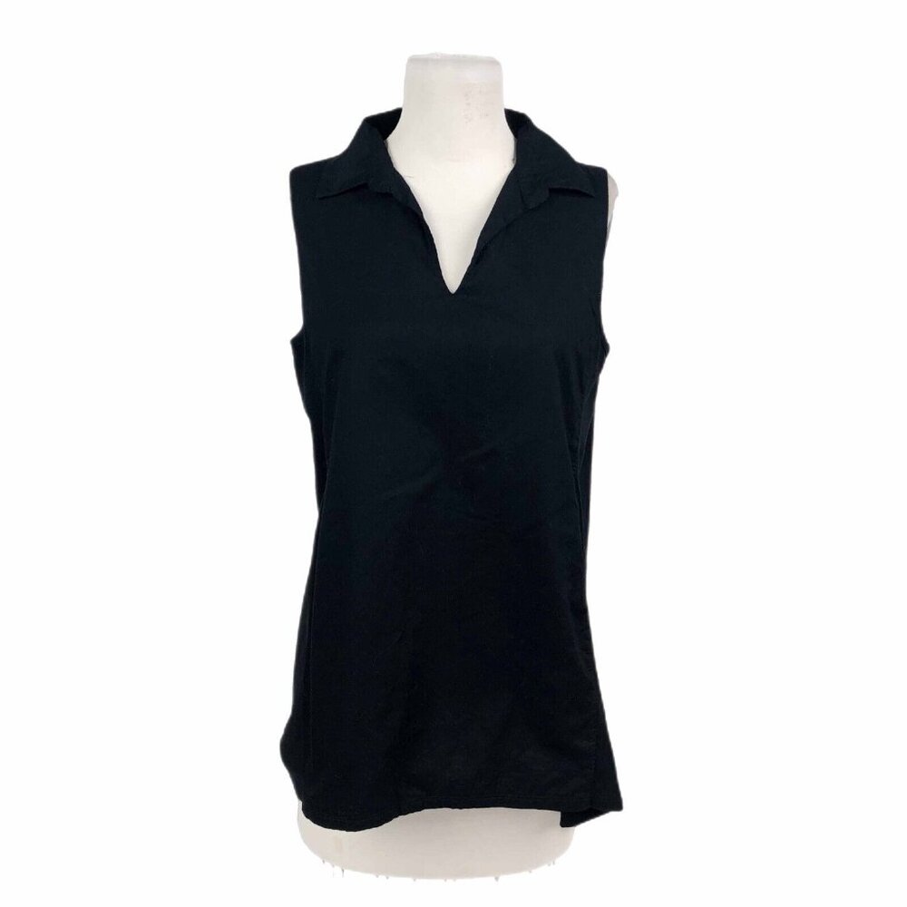 Beyond Threads Top Womens Large Black Cotton Sleeveless Tunic Lagenlook Gothcore